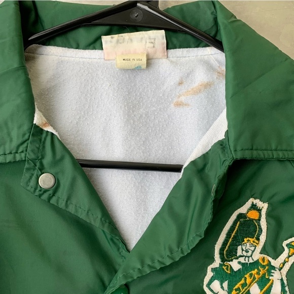 Vintage FCHS Logo Snap Button Jacket Adult Large Mens 80s 90s Green Coat - Picture 7 of 8